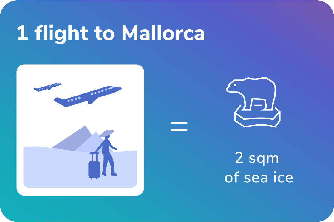 1 Flug nach Mallorca schmelzt umgerechnet 2 qm Polareis.
